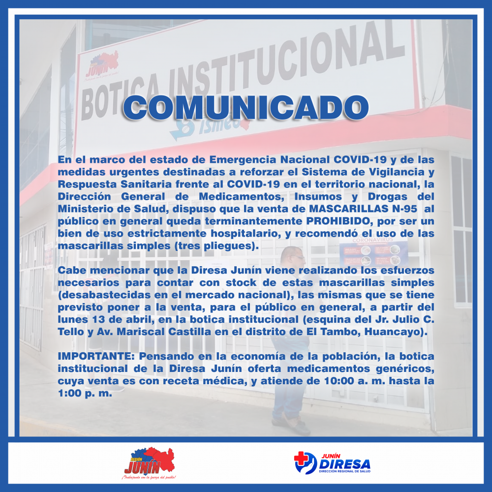 Comunicado Sobre El Uso De Mascarillas Diresa Jun N Direcci N